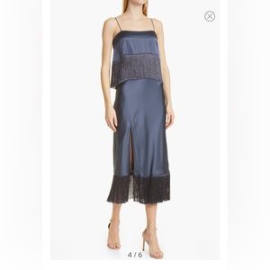 Eastwood Fringe Silk Sleeveless Midi Dress